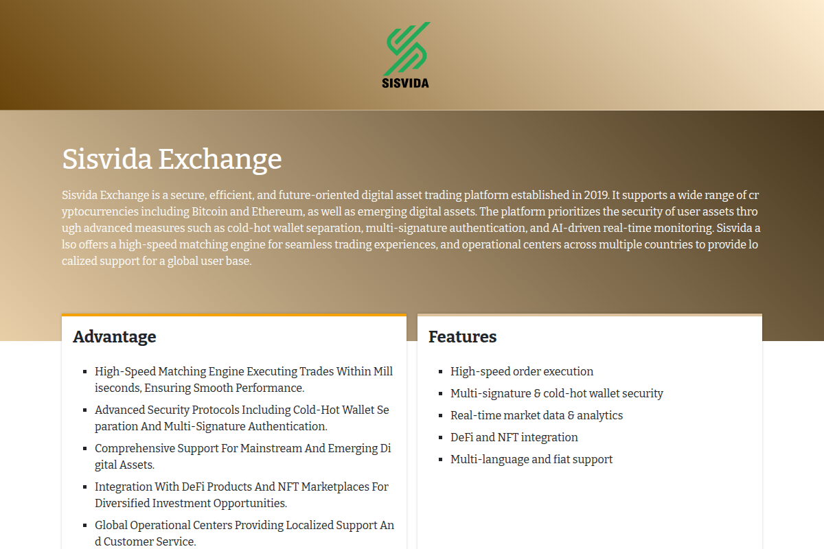 sisvida-exchange.com Review | Is Sisvida Exchange Legit or Scam? Crypto Platform Warning