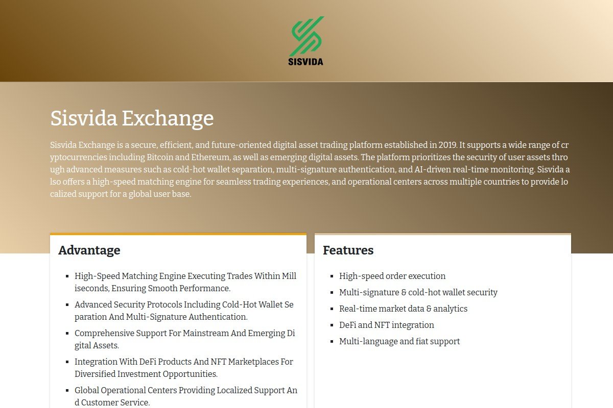 sisvida-exchange.com Review | Is Sisvida Exchange Legit or Scam? Crypto Exchange Warning