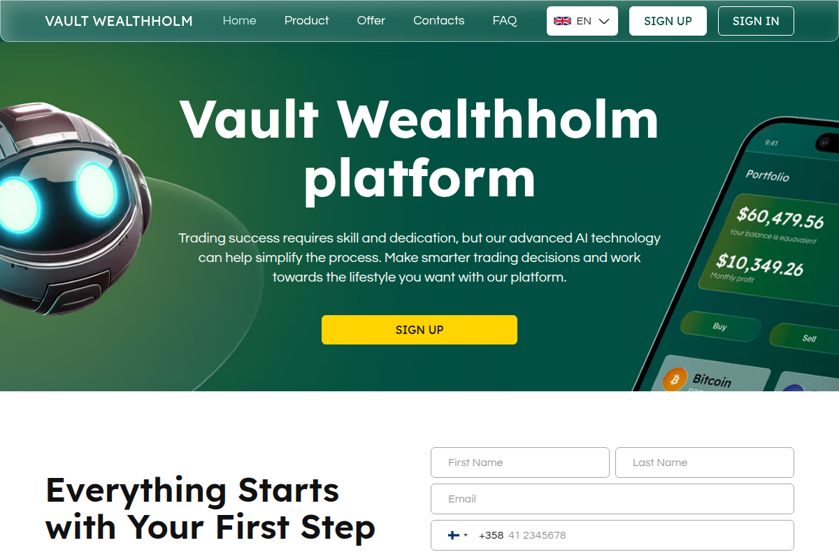 vault-wealthholm.com Review | Is Vault Wealthholm Legit or Scam?