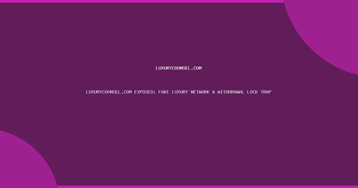 LUXURYCOUNSEL.COM EXPOSED: FAKE LUXURY NETWORK & WITHDRAWAL LOCK TRAP
