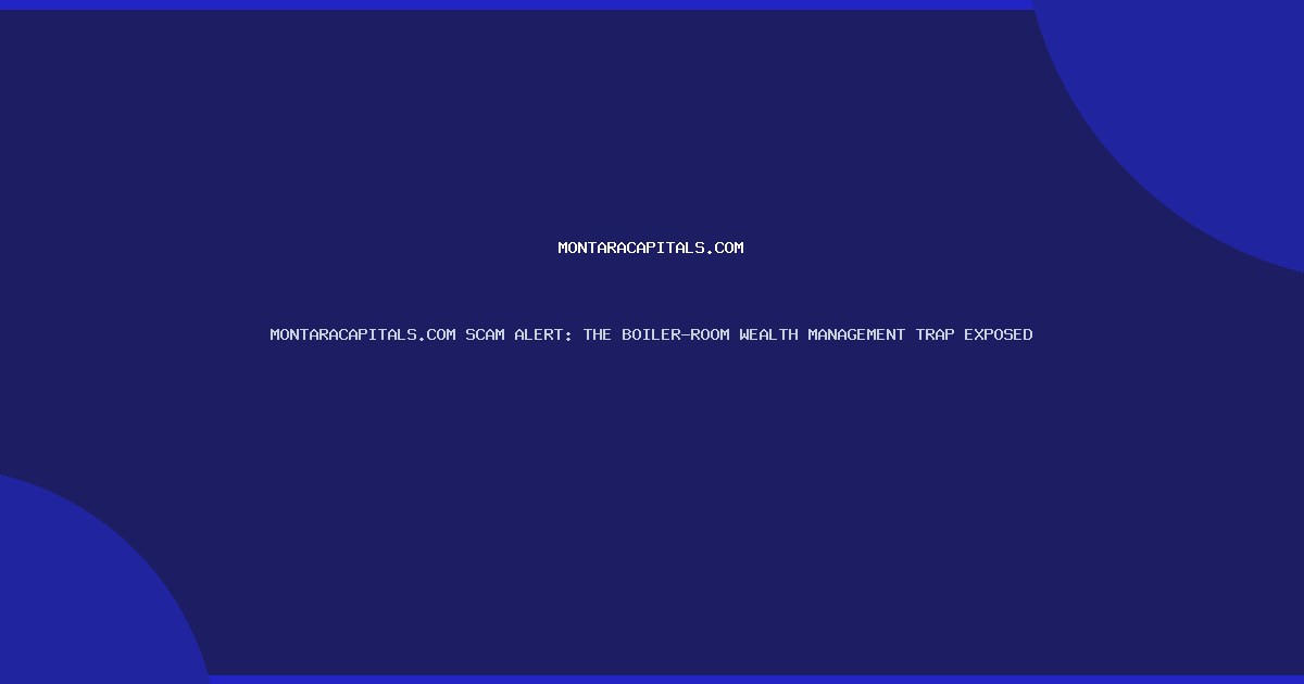 MONTARACAPITALS.COM SCAM ALERT: THE BOILER-ROOM WEALTH MANAGEMENT TRAP EXPOSED