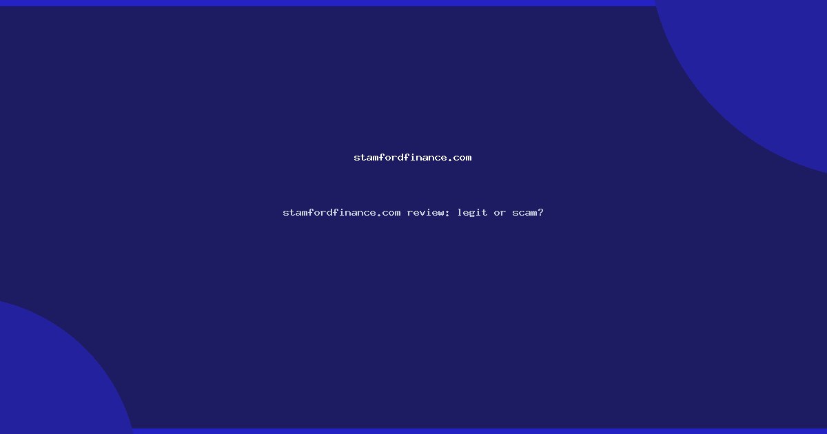 stamfordfinance.com review: legit or scam?