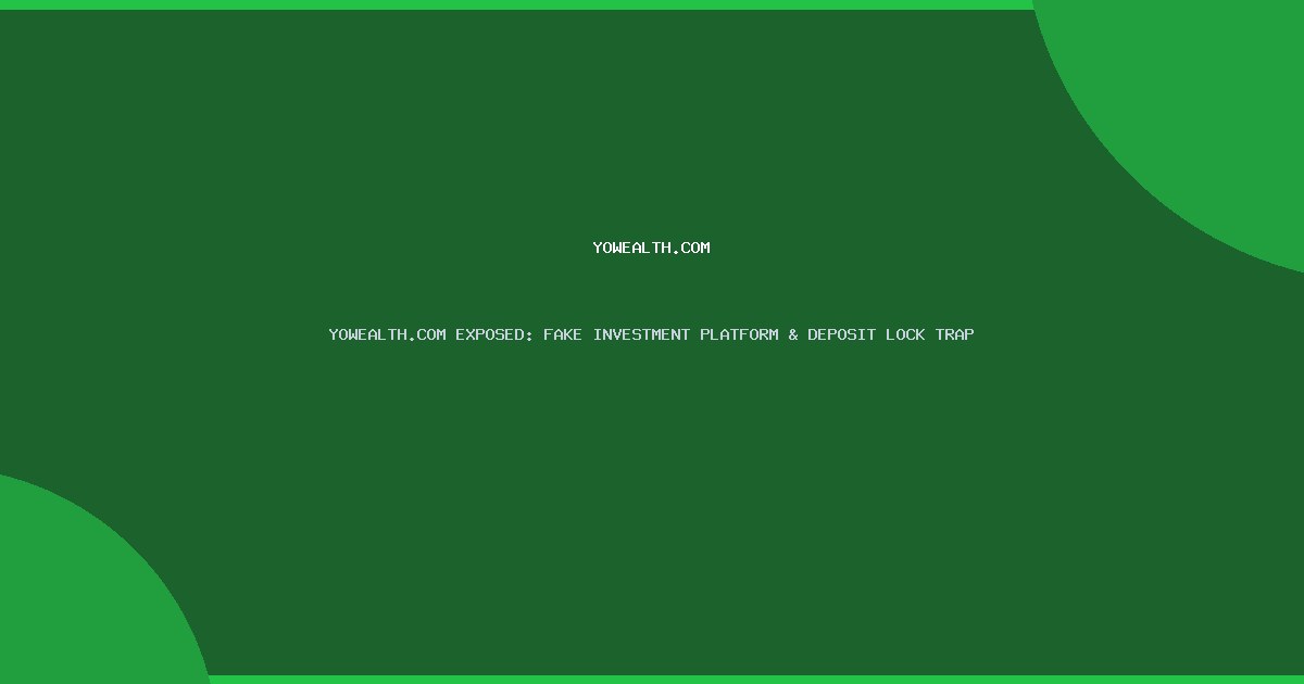 YOWEALTH.COM EXPOSED: FAKE INVESTMENT PLATFORM & DEPOSIT LOCK TRAP