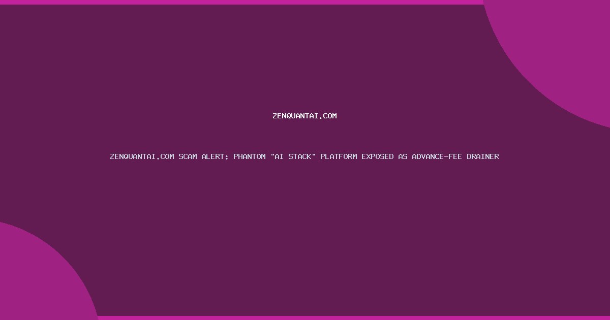 ZENQUANTAI.COM SCAM ALERT: PHANTOM “AI STACK” PLATFORM EXPOSED AS ADVANCE-FEE DRAINER